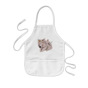 Tablier Enfant Cute Baby Wombat Gold Speckle Nom personnalisé