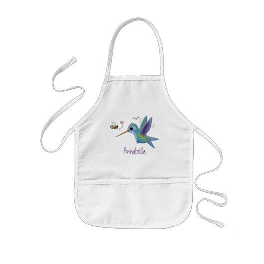 Tablier Enfant Cute bee hummingbird cartoon illustration (Devant)