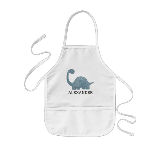 Tablier Enfant Cute Blue Gray Dinosaur Personalized (Devant)