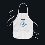 Tablier Enfant Cute Blue Shark Fish Kids<br><div class="desc">Protect your kid's clothes with this Cute Blue Shark Fish Kids Personnalized Apron. Great for crafting, painting, aide with baking and more ! Designed with mama shark chasing smfish centered on the front of apron with child's name in navy blue typographiy. PRISE PERSONNALISEE DE MATRICE ET NOM UNIQUE.</div>