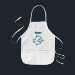 Tablier Enfant Cute Blue Shark Fish Kids<br><div class="desc">Protect your kid's clothes with this Cute Blue Shark Fish Kids Personnalized Apron. Great for crafting,  painting,  aide with baking and more ! Designed with mama shark chasing smfish centered on the front of apron with child's name in navy blue typographiy. PRISE PERSONNALISEE DE MATRICE ET NOM UNIQUE.</div>
