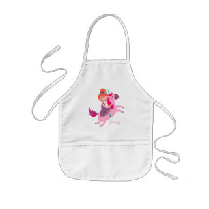 Tablier Enfant Cute Orange Haired Girl équitation sur une licorne