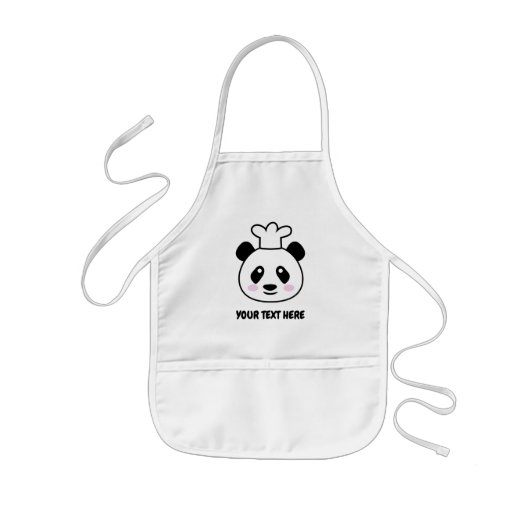 Tablier Enfant Cute panda ours chef casquette petit's bib cuisine (Devant)