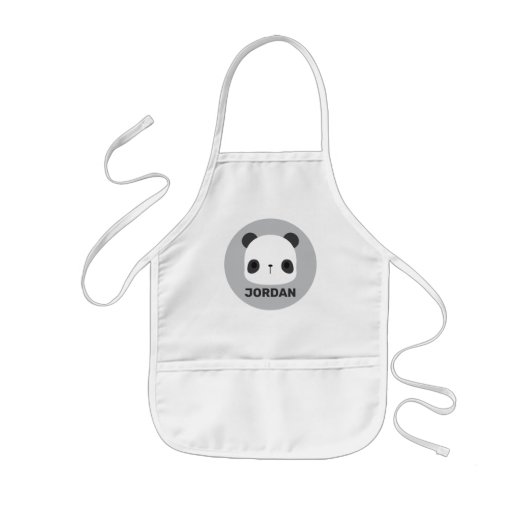 Tablier Enfant Cute petit ours Panda avec nom personnalisé (Devant)