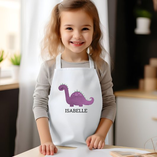 Tablier Enfant Cute Purple Dinosaur Personalized
