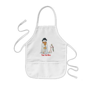 Tablier Enfant cute snowman smiling snow scene for christmas