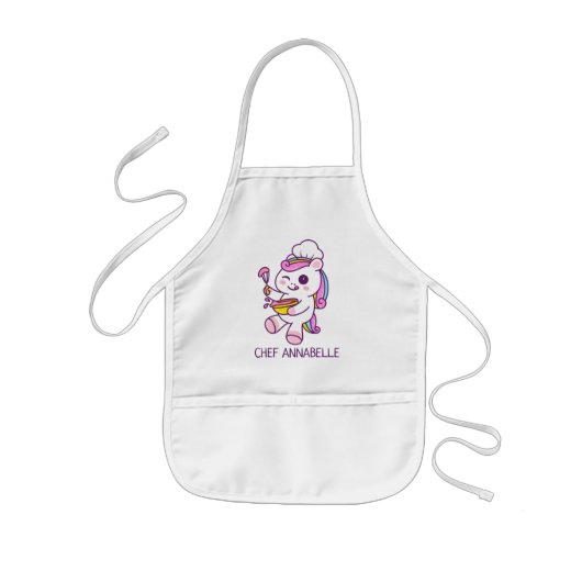 Tablier Enfant Cute Unicorn Chef Personnaliser L'Espace Enfant (Devant)
