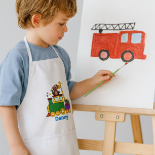 Tablier Enfant Cute Zoo Animaux et Train Jouet