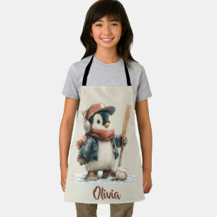 Tablier Enfant de softball personnalisé de pingouin d'hive