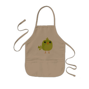 Tablier Enfant Dessin animé d'oiseau vert mignon
