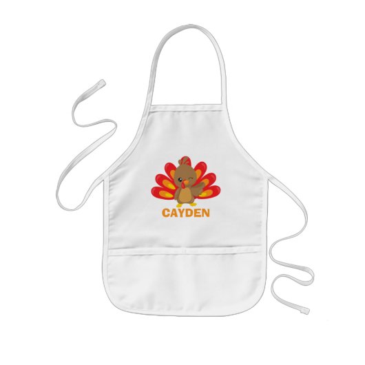 Tablier Enfant Dinde de Thanksgiving Mignonne (Devant)