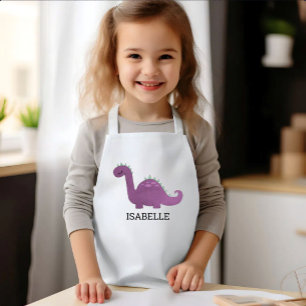 Tablier Enfant Dinosaure Violet Personnalisé Mignon