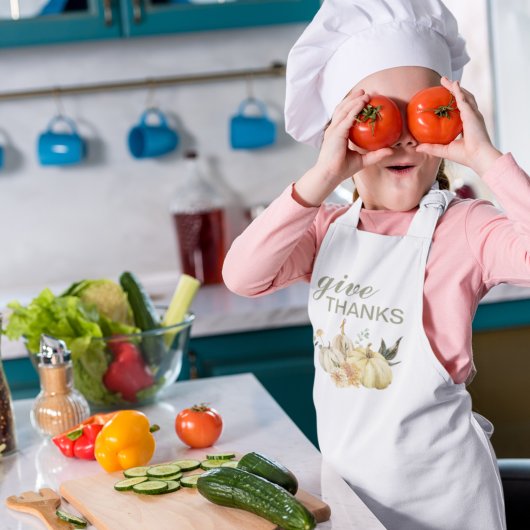 Tablier Enfant Donner Merci Citrouille Aquarelle