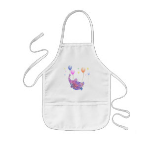 Tablier Enfant Eléphant Voler avec Ballons Cadeau d'Apron pour en
