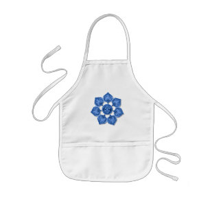 Tablier Enfant Fleur découpée en tissu décoratif bleu