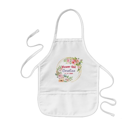 Tablier Enfant Fleur Fille Floral Roses Rose (Devant)