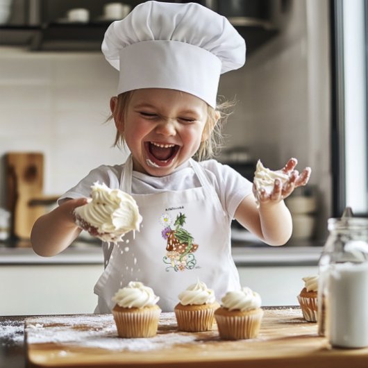Tablier Enfant Fleurs d'Imaginaire de dragon de champignons verts