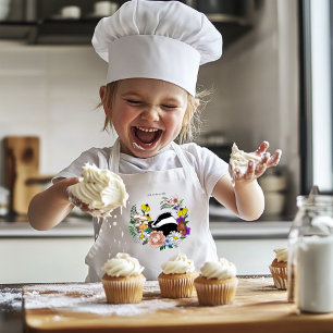 Tablier Enfant Fleurs sauvages du blaireau des bois Champignons V