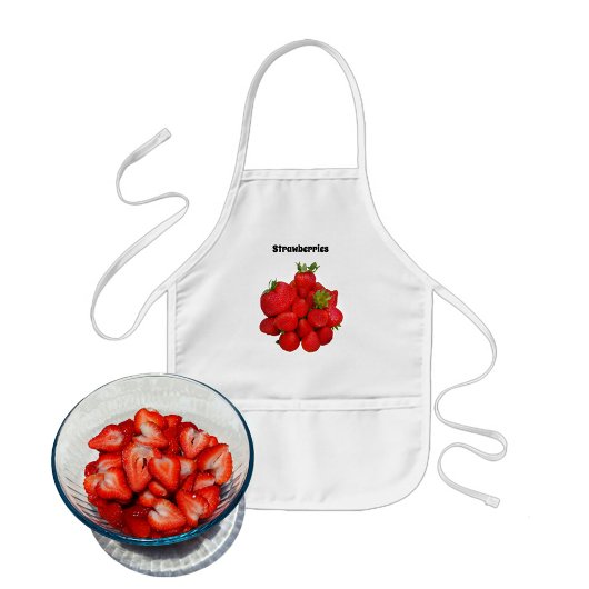 Tablier Enfant Fraises rouges photographiques blanches
