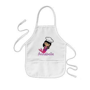Tablier Enfant Fuchsia Mermaid Chef avec Bowl Personnaliser