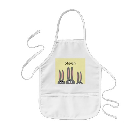 Tablier Enfant Funny Peeping Easter Bunnies Yellow Custom Name (Devant)