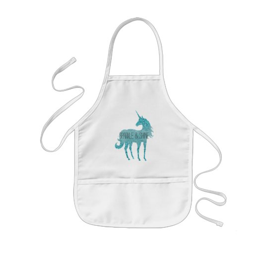 Tablier Enfant Girly Glitz Aqua Turquoise Parties scintillant Uni (Devant)