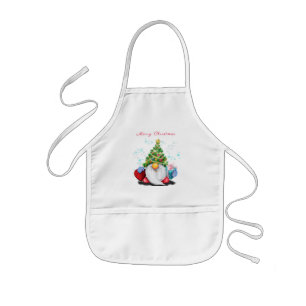 Tablier Enfant Gnome mignonne avec arbre de Noël Casquette et cad