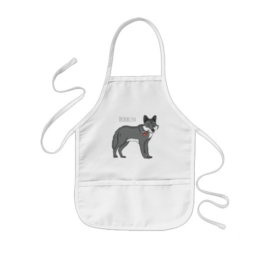 Tablier Enfant Gray wolf with pipe cartoon (Devant)