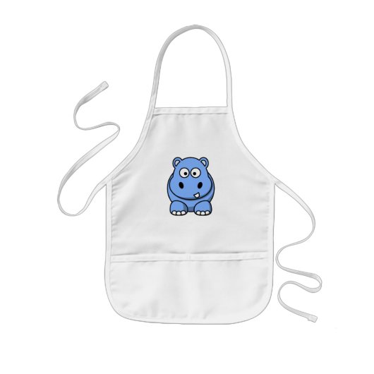 Tablier Enfant Hippopotame Bleu Mignon (Devant)
