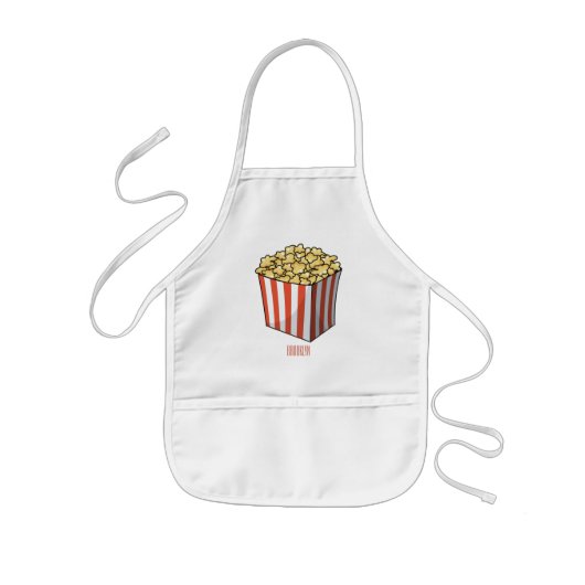 Tablier Enfant Illustration de dessin animé Popcorn (Devant)