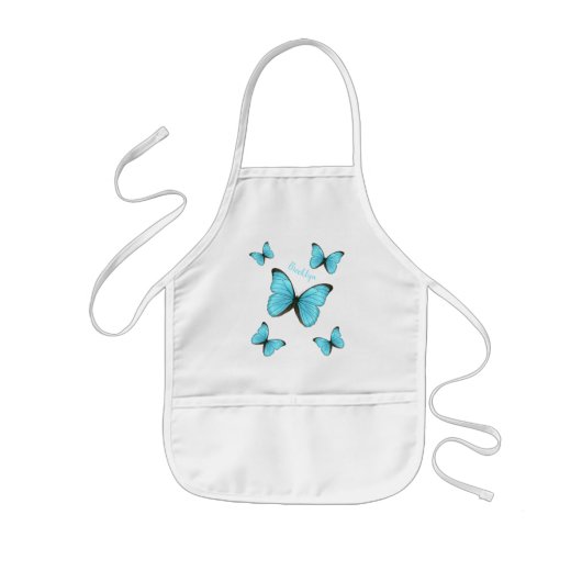 Tablier Enfant Illustration de papillons Morpho (Devant)