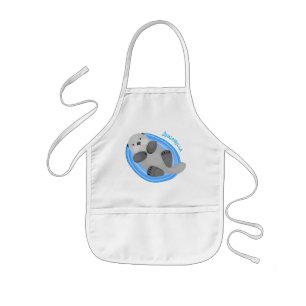 Tablier Enfant Illustration en bleu de loutre de mer joyeux