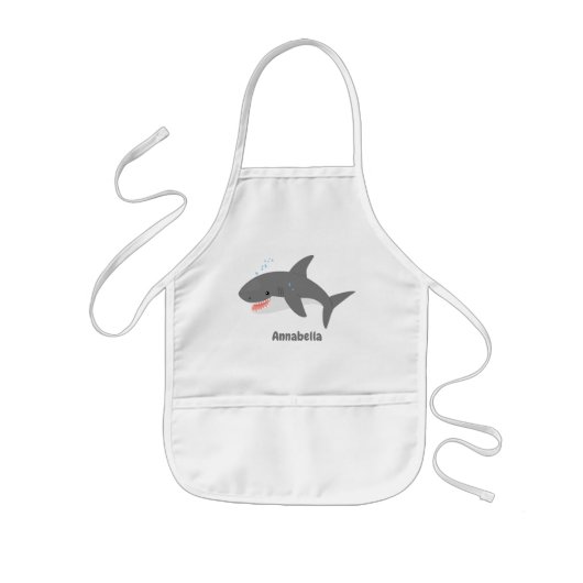 Tablier Enfant Illustration joyeuse du grand requin blanc (Devant)