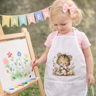 Tablier Enfant Illustration mignonne de jeune tigre de Pâques