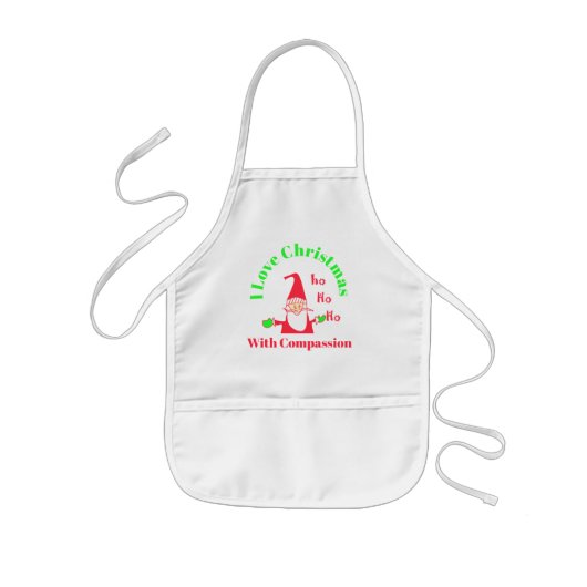 Tablier Enfant J'aime Noël Avec Compassion Père Noël HoHoHo (Devant)