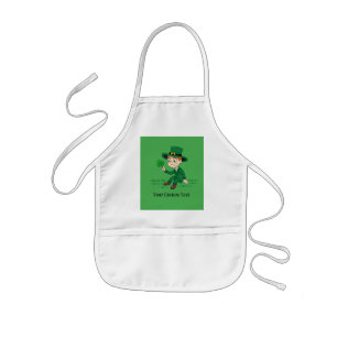 Tablier Enfant Joli dessin animé leprechaun avec shamrock et arc-