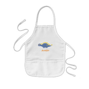 Tablier Enfant Joli Stégosaure Bleu Dinosaure Pour Enfants