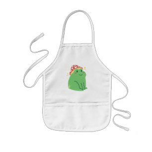 Tablier Enfant Jolie grenouille verte avec chapeau de champignon