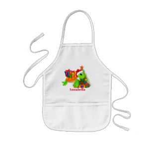Tablier Enfant Jolie tortue de plage et algues ajouter le nom