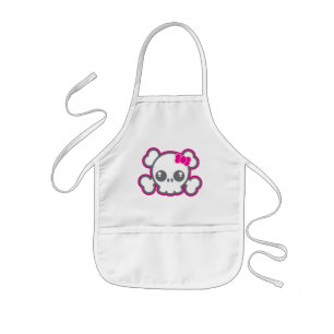 Tablier Enfant Kawaii Pink Ribbon Skull Kid's Apron