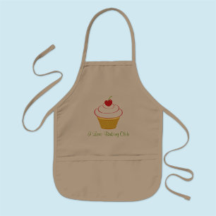 Tablier Enfant Kid's Khaki Custom Apron I Love Baking Club