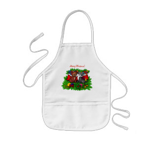 Tablier Enfant Kitty et chiot, Happy XMas