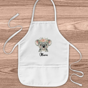 Tablier Enfant Koala mignon avec couronne florale