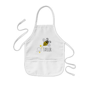 Tablier Enfant L'abeille noire et jaune mignonne de miel de vol