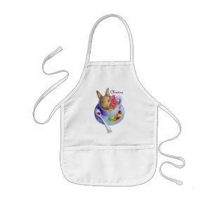 Tablier Enfant Lapin de Pâques dans la tasse de thé