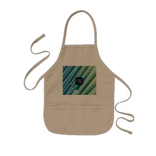 Tablier Enfant Monogramme personnalisé Abstrait bleu vert pour en