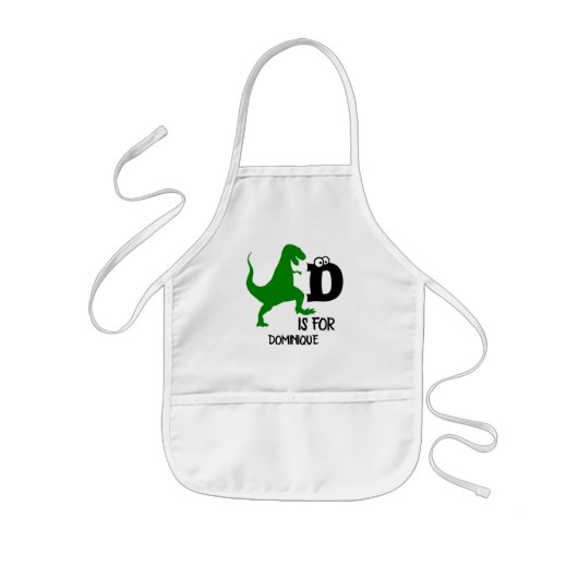 Tablier Enfant Monogramme personnalisé D pour Dinosaur mignon T R (Devant)
