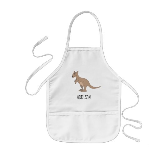 Tablier Enfant Neutral Australia Cute Kangaroo Doodle & Nom (Devant)