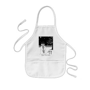 Tablier Enfant Noël noir et blanc de bonhomme de neige mignon