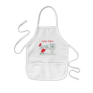 Tablier Enfant Noël vintage, Père Noël chef et dinde
